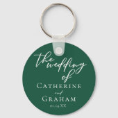 Emerald Green Typografie Custom Forest Wedding Sleutelhanger (Voorkant)