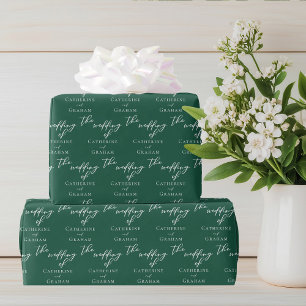 Emerald Green Typografie Gepersonaliseerde bruilof Cadeaupapier