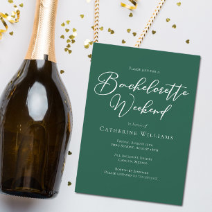 Emerald Green Typography Bachelorette Weekend Kaart