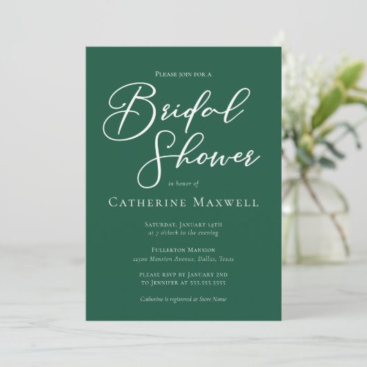 Emerald Green Typography Chic Vrijgezellenfeest Kaart (Staand voorkant)