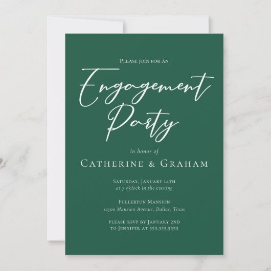 Emerald Green Typography Engagement Party Kaart (Voorkant)
