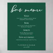 Emerald Green Typography Forest Wedding Bar Menu Poster (Voorkant)