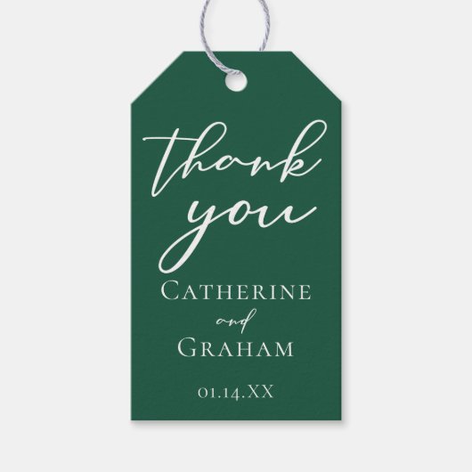Emerald Green Typography Forest Wedding Cadeaulabel (Voorkant)