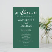 Emerald Green Typography Forest Wedding Program (Staand voorkant)