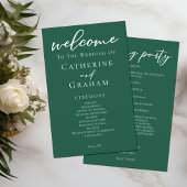Emerald Green Typography Forest Wedding Program
