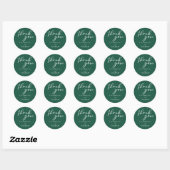 Emerald Green Typography Forest Wedding Ronde Sticker (Vel)