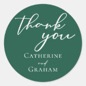 Emerald Green Typography Forest Wedding Ronde Sticker (Voorkant)