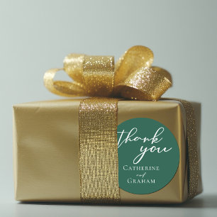 Emerald Green Typography Forest Wedding Ronde Sticker