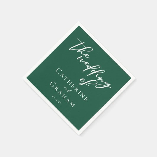 Emerald Green Typography Forest Wedding Servet (Hoek)