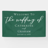 Emerald Green Typography Forest Wedding Spandoek (Horizontaal)