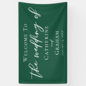 Emerald Green Typography Forest Wedding Spandoek (Verticaal)