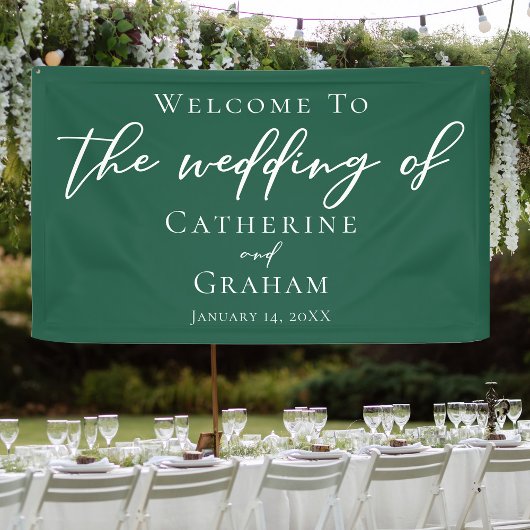 Emerald Green Typography Forest Wedding Spandoek