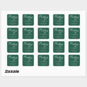 Emerald Green Typography Forest Wedding Vierkante Sticker (Vel)