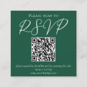 Emerald Green Typography QR Code Wedding RSVP Informatiekaartje (Voorkant)