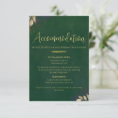 Emerald Green Velvet Wedding Accommodatie Weekend Informatiekaartje (Staand voorkant)