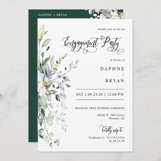 Emerald Green verlaat de QR-code van de Engagement Kaart (Voorkant / Achterkant)