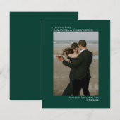 Emerald Green Vertical Photo Minimalist Weddenscha Save The Date (Voorkant / Achterkant)