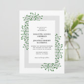 Emerald Green Vines Elegant Wedding Kaart (Staand voorkant)