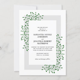 Emerald Green Vines Elegant Wedding Kaart