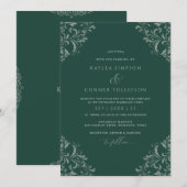 Emerald Green Vintage Elegant Wedding Kaart (Voorkant / Achterkant)