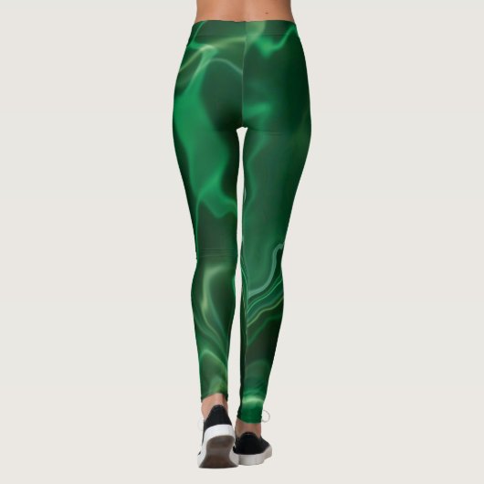 Emerald Green Water Marbling Spandex Leggings (Achterkant)