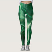 Emerald Green Water Marbling Spandex Leggings (Voorkant)