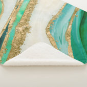 Emerald green watercolor and gold sherpa deken (3/4)