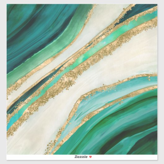 Emerald green watercolor and gold sticker (Vel)