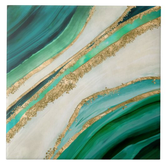 Emerald green watercolor and gold tegeltje (Voorkant)