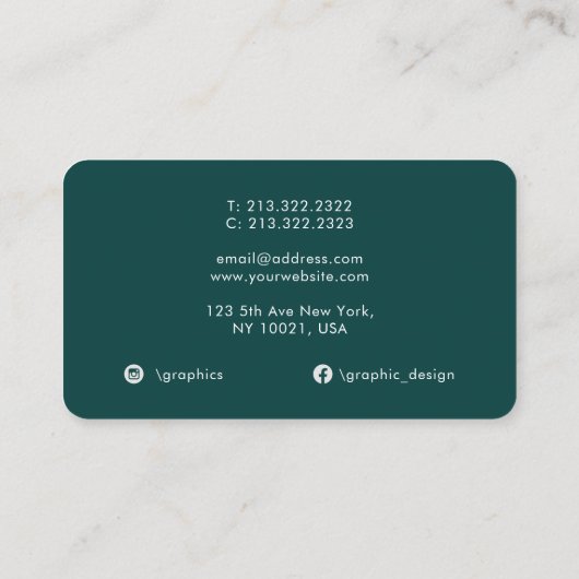 Emerald Green Waterverf Abstracte Monogrammed Visitekaartje (Achterkant)