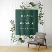 Emerald Green Waterverf Bloemen Foto Achtergrond Wandkleed (In situ)