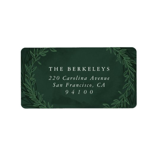 Emerald Green Waterverf Botanical Laurels Return Etiket (Voorkant)