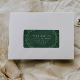 Emerald Green Waterverf Botanical Laurels Return Etiket