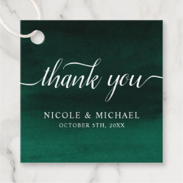 Emerald Green Waterverf bruiloft dank u Bedankjes Labels