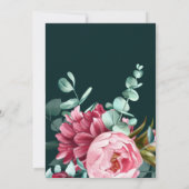 Emerald Green Waterverf Burgundy Flowers Wedding Save The Date (Achterkant)