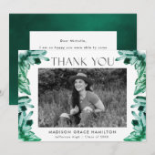 Emerald Green Waterverf Crystals Foto Afstuderen Bedankkaart (Voorkant / Achterkant)