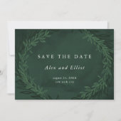 Emerald Green Waterverf Dramatic Save the Date Kaart (Voorkant)