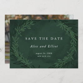 Emerald Green Waterverf Dramatic Save the Date Kaart