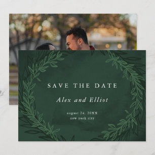 Emerald Green Waterverf Dramatic Save the Date Kaart