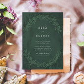 Emerald Green Waterverf Dramatische Laurels Weddin Kaart