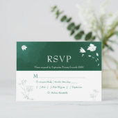 Emerald Green Waterverf Floral Wedding RSVP (Staand voorkant)