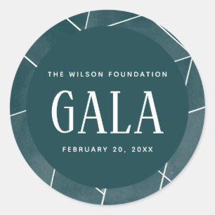 Emerald Green Waterverf Geometric Gala Ronde Sticker