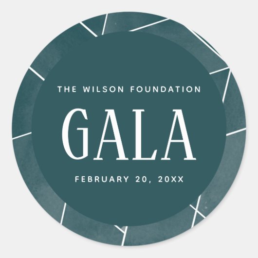 Emerald Green Waterverf Geometric Gala Ronde Sticker (Voorkant)