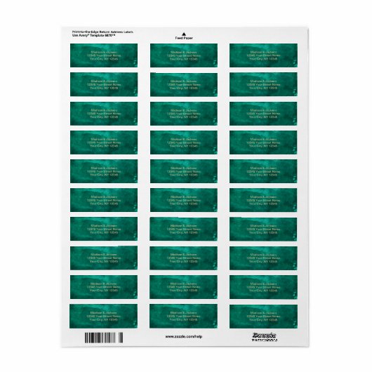 Emerald Green Waterverf & Gold retouradres Etiket (Full Sheet)