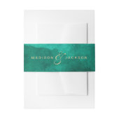 Emerald Green Waterverf & Gold Wedding Monogram Uitnodigingen Wikkel (Voorkant Voorbeeld)