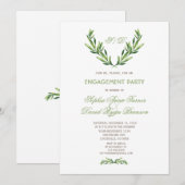 Emerald Green Waterverf Krans Engagement Party Kaart (Voorkant / Achterkant)