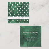 Emerald Green Waterverf met Trendy Stippen Vierkante Visitekaartje (Voorkant / Achterkant)