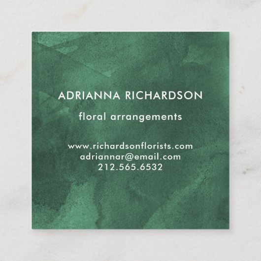 Emerald Green Waterverf met Trendy Stippen Vierkante Visitekaartje (Achterkant)