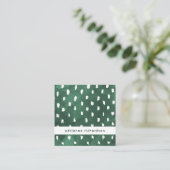 Emerald Green Waterverf met Trendy Stippen Vierkante Visitekaartje (Staand voorkant)