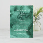 Emerald Green Waterverf Modern Elegant Wedding Kaart (Staand voorkant)